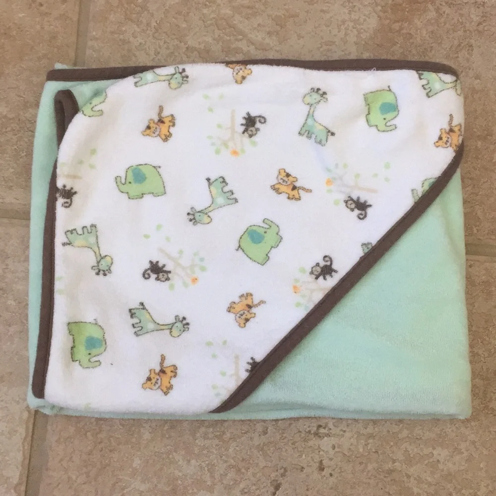 First Moments French Terry Hooded Bath Towels